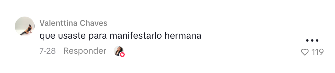 Comentario de una persona sobre amooor