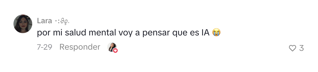 Comentario de una persona sobre amooor