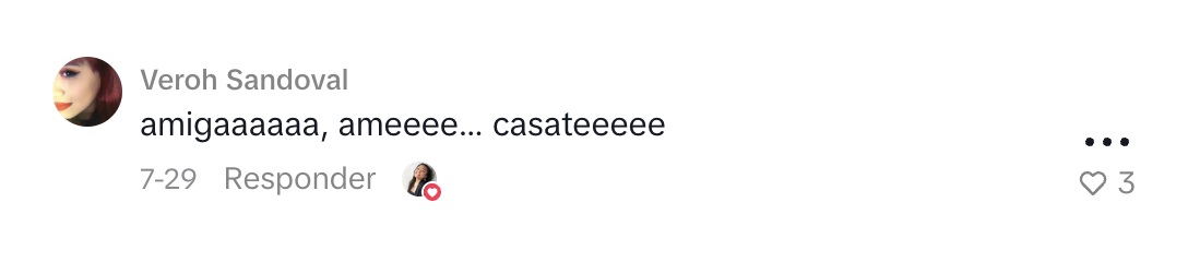 Comentario de una persona sobre amooor