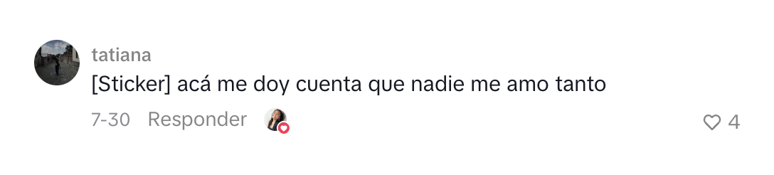 Comentario de una persona sobre amooor