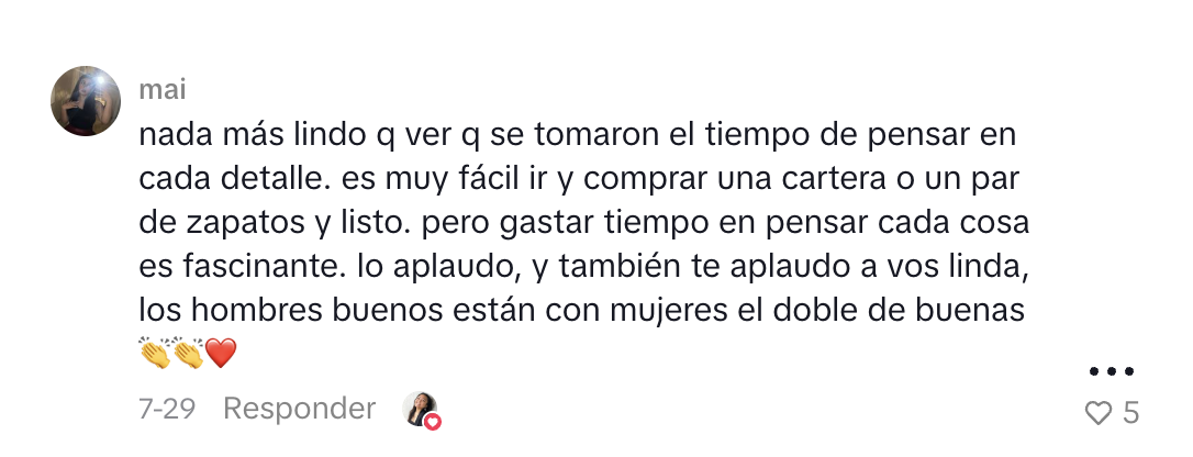 Comentario de una persona sobre amooor