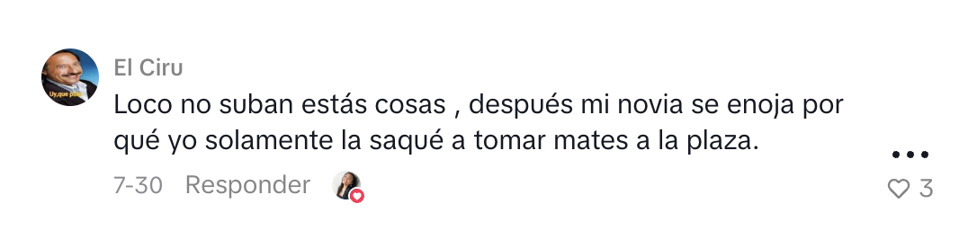 Comentario de una persona sobre amooor