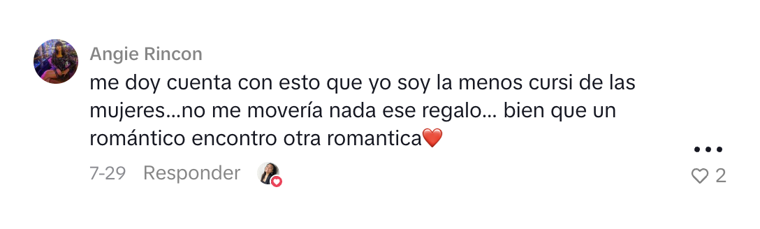 Comentario de una persona sobre amooor